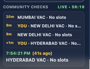 Community slot activity shown on the appointment calendar